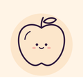 Line drawing of a smiling apple