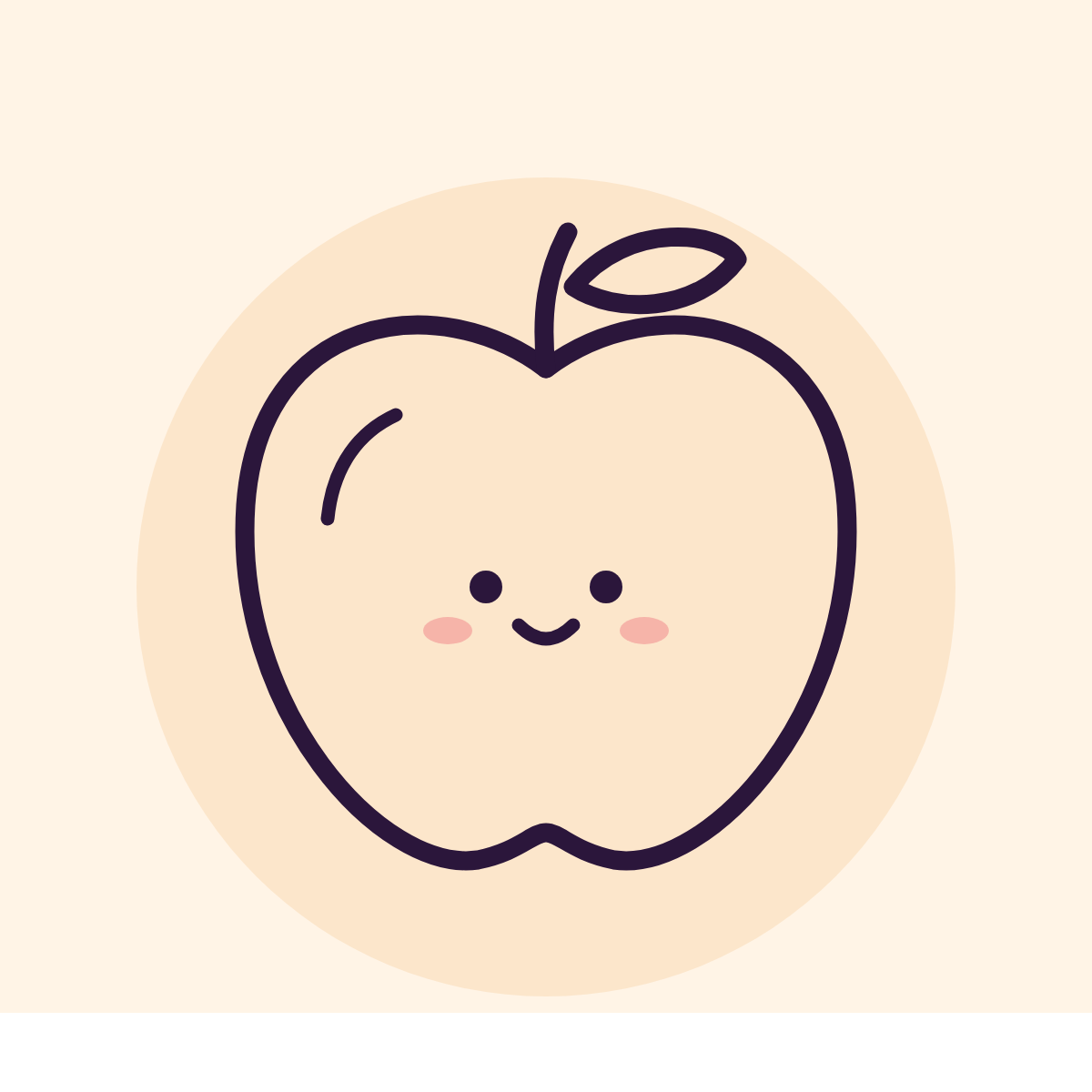 Line drawing of a smiling apple