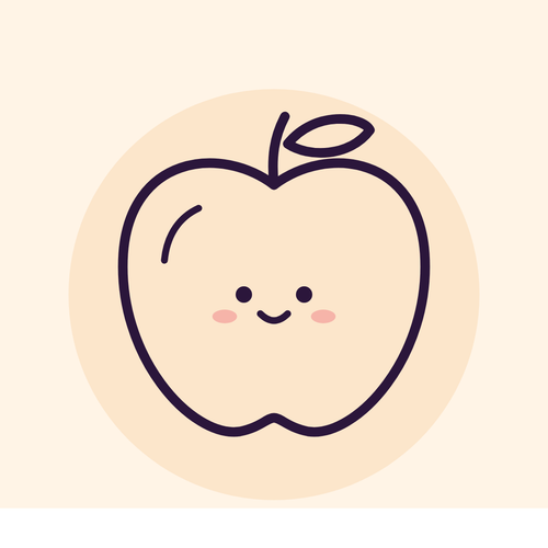 Line drawing of a smiling apple
