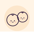 Line drawing of two smiling blueberries