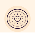 Line drawing of a smiling kiwi slice