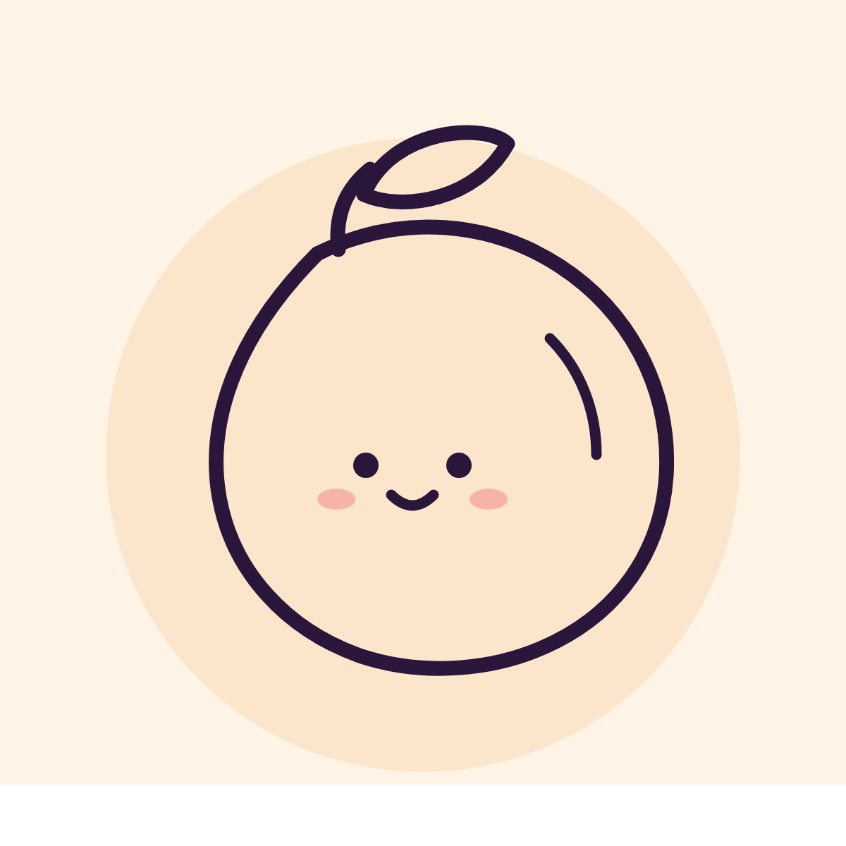 Line drawing of a smiling mango