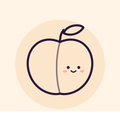 Line drawing of a smiling peach