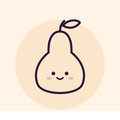 Line drawing of a smiling pear