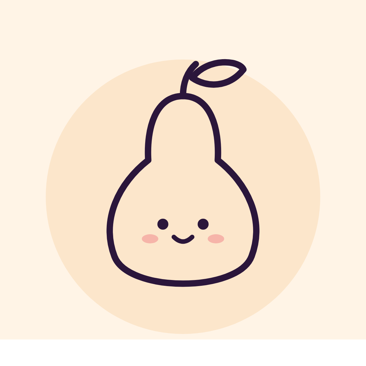 Line drawing of a smiling pear