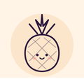 Line drawing of a smiling pineapple