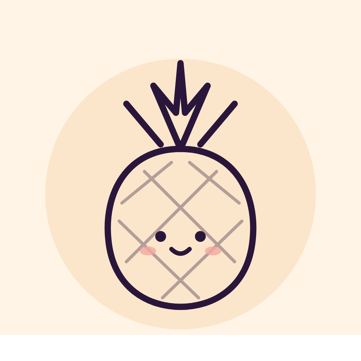 Line drawing of a smiling pineapple