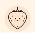 Line drawing of a smiling strawberry