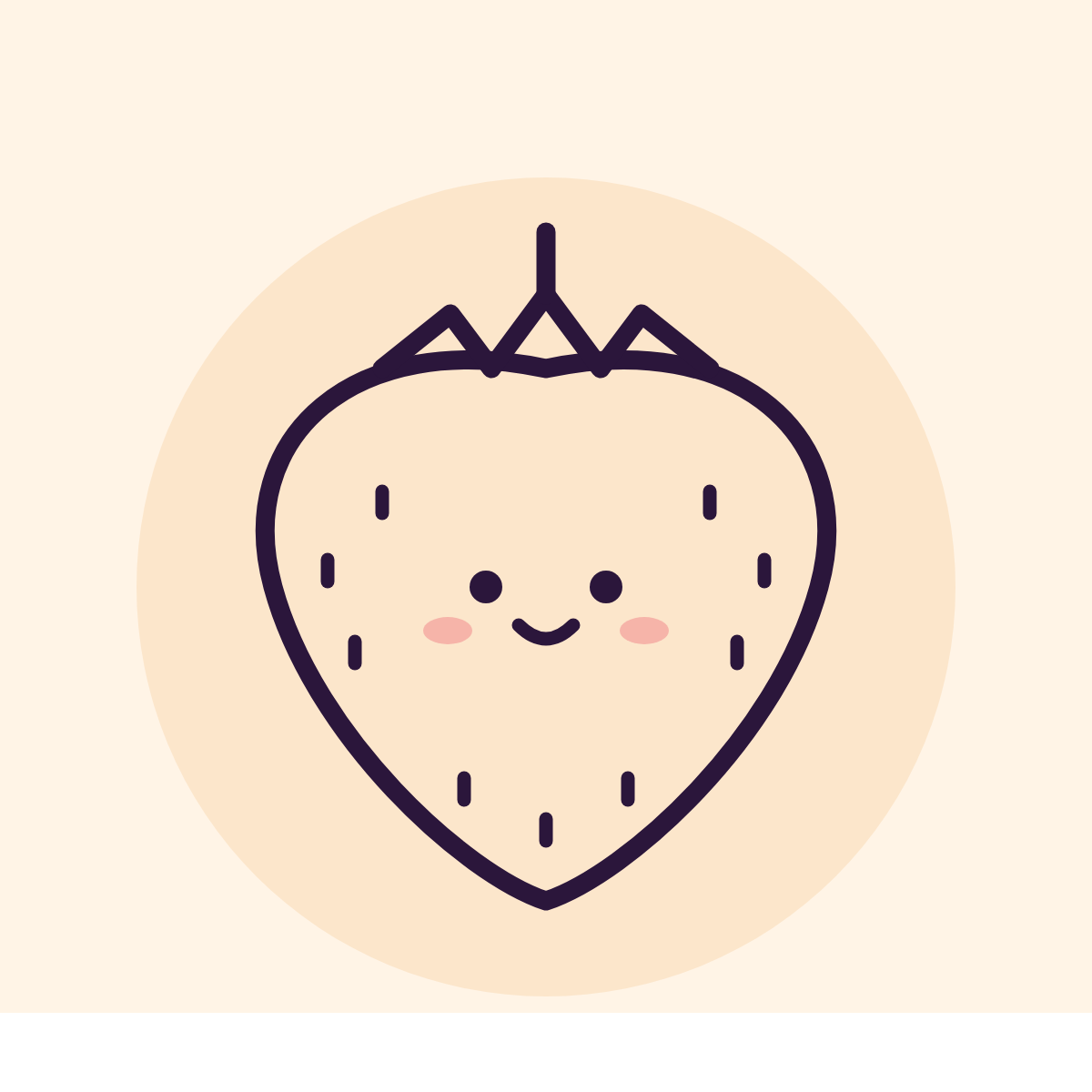 Line drawing of a smiling strawberry